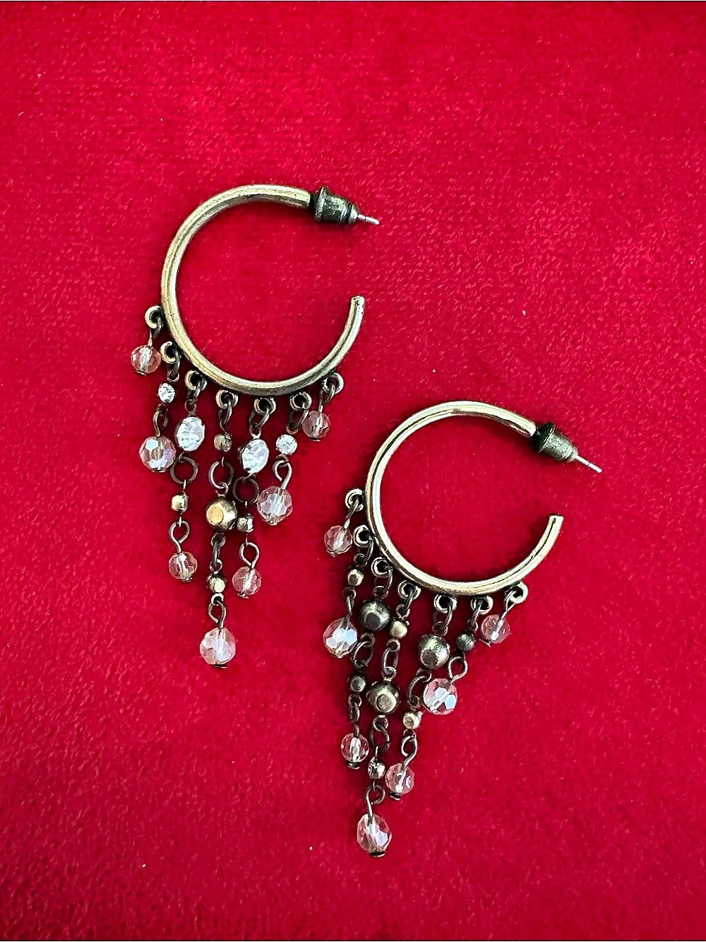 Dangling Charm Hoop Earrings in Gold & Silver